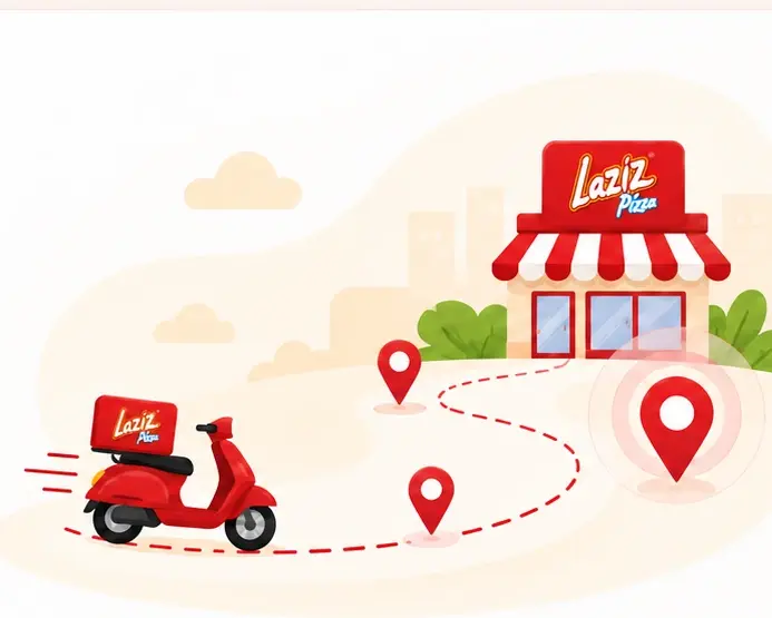 Finding nearest Laziz Pizza branch